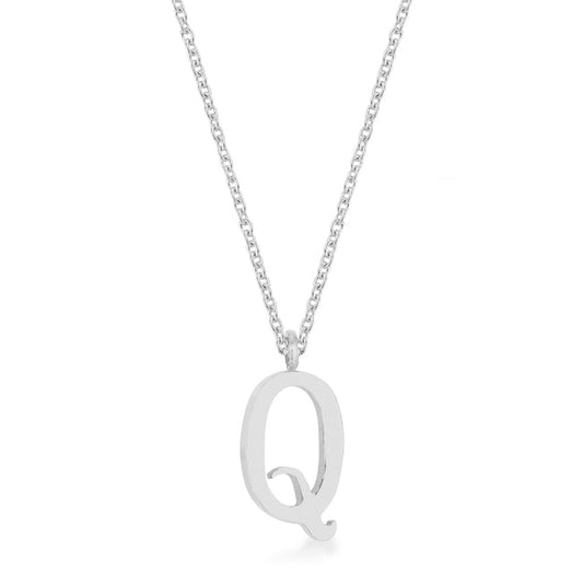 Elaina Rhodium Q Initial Necklace