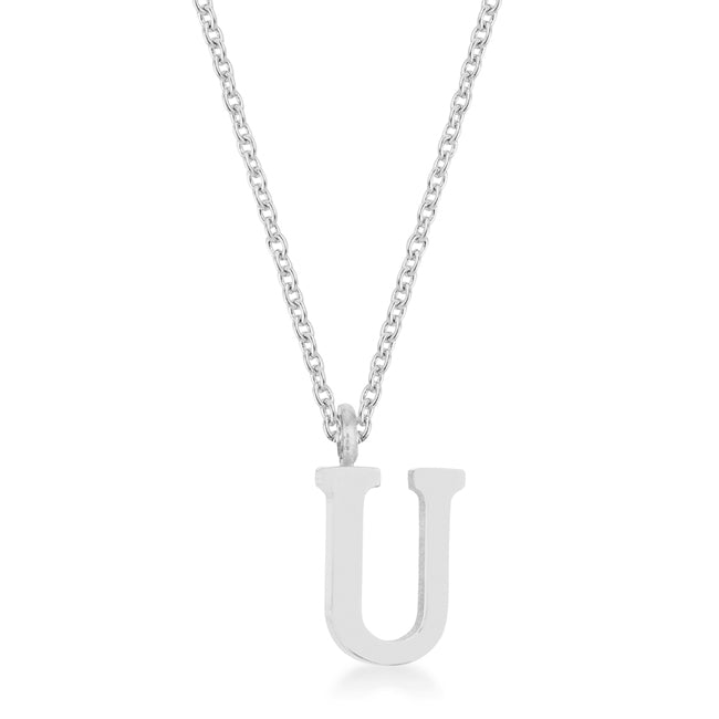 Elaina Rhodium U Initial Necklace
