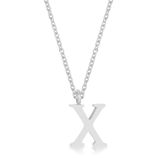 Elaina Rhodium X Initial Necklace
