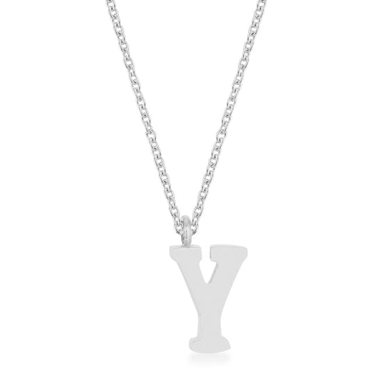 Elaina Rhodium Y Initial Necklace