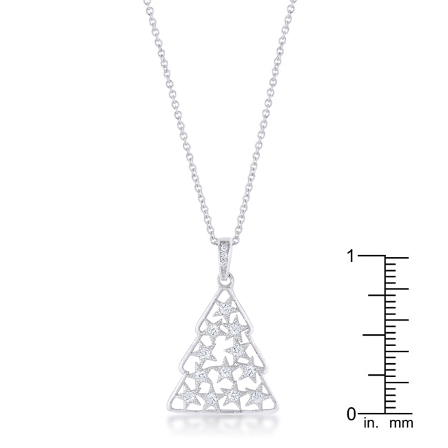 0.2 ct CZ Rhodium Christmas Tree Pendant