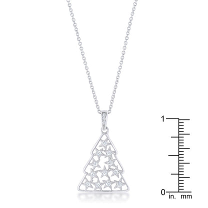 0.2 ct CZ Rhodium Christmas Tree Pendant