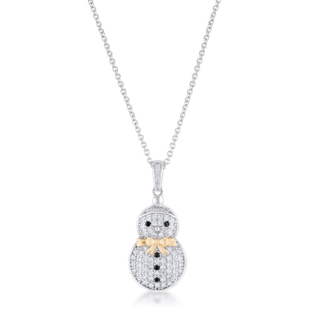 .35 ct CZ Two-Tone Snowman Pave Pendant