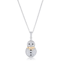 .35 ct Crystal Two-Tone Snowman Pave Pendant