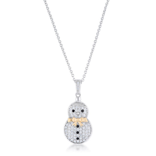 .35 ct CZ Two-Tone Snowman Pave Pendant
