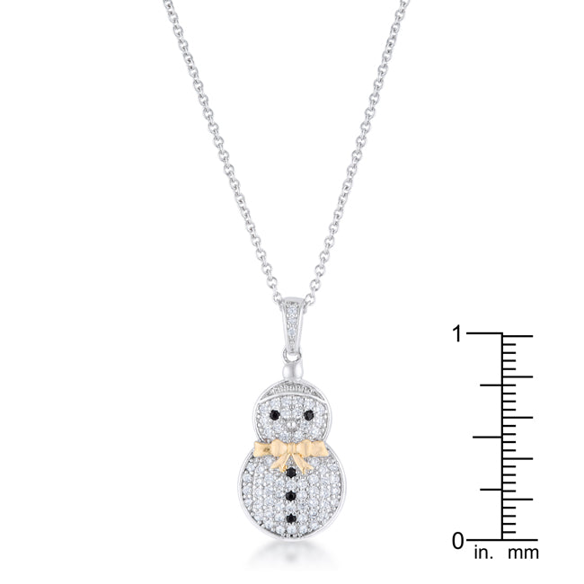 .35 ct CZ Two-Tone Snowman Pave Pendant