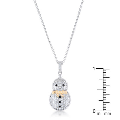.35 ct CZ Two-Tone Snowman Pave Pendant