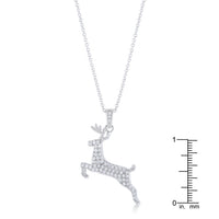 Rhodium Reindeer Pave Holiday Pendant (.35 ct CZ)