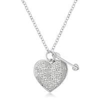 Rhodium Heart and Arrow Pendant with Crystal