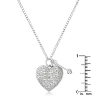 Rhodium Heart and Arrow Pendant with Crystal