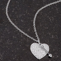 Rhodium Heart and Arrow Pendant with Crystal