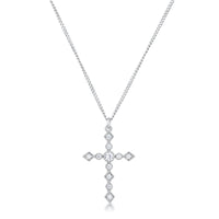 Dainty Art Deco Clear Crystal Cross Pendant