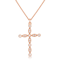 Delicate Rose Gold Plated Crystal Cross Pendant