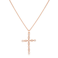 Delicate Rose Gold Plated Crystal Cross Pendant
