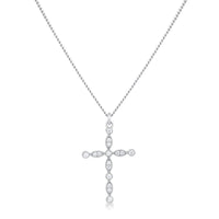 Delicate Rhodium Plated Clear Crystal Cross Pendant