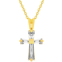 Baguette Cross Pendant in Goldtone