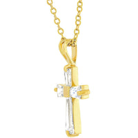 Baguette Cross Pendant in Goldtone