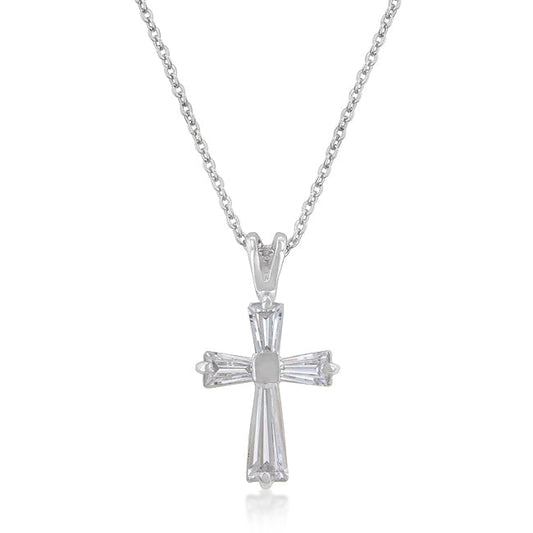 Emerald-Cut Cross Pendant