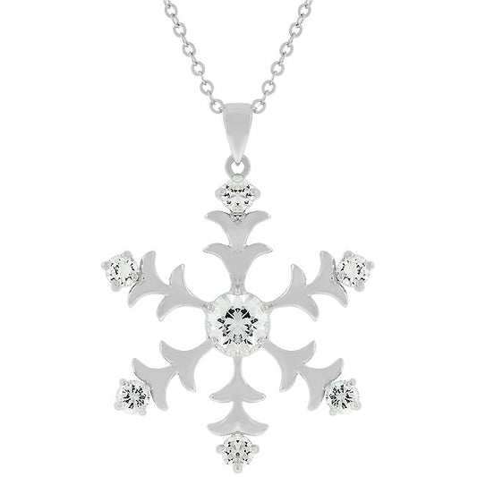 Rhodium Snowflake Pendant