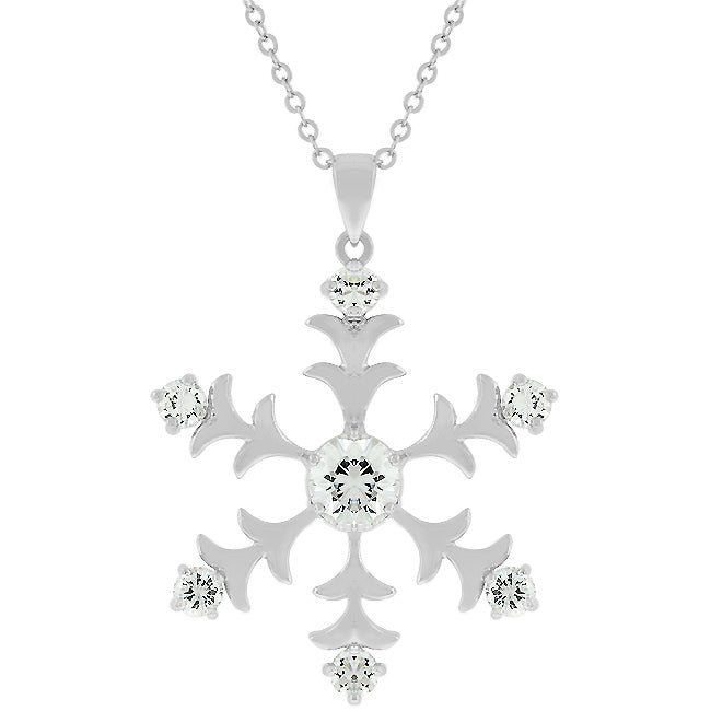Rhodium Snowflake Pendant