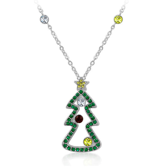 Multi-Color Cubic Zirconia Christmas Pendant