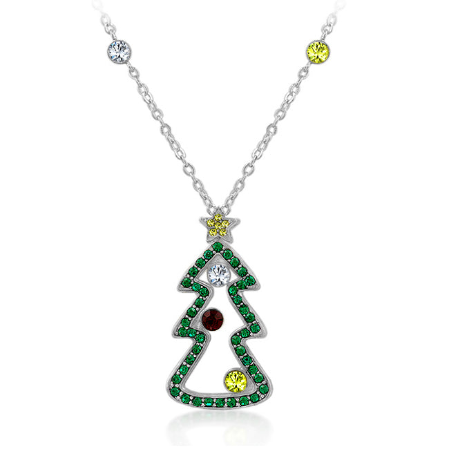 Multi-Color Cubic Zirconia Christmas Pendant