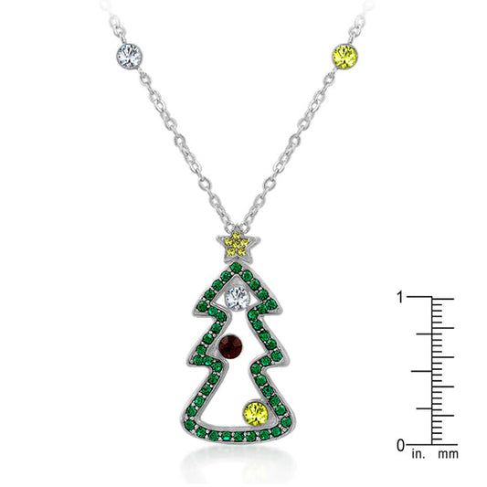 Multi-Color Cubic Zirconia Christmas Pendant