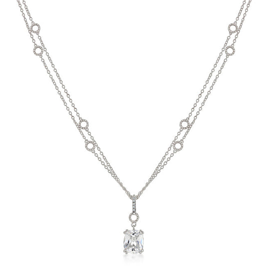 Solitaire Pendant with Double Chain