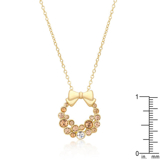 Champagne Crystal Holiday Wreath Pendant