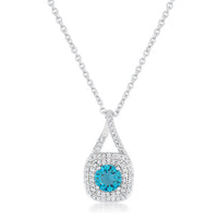 Christal Aqua Cubic Zirconia Rhodium Necklace