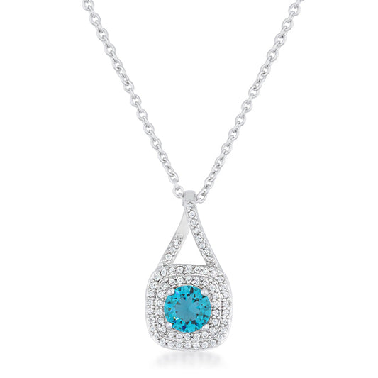 Christal Aqua Cubic Zirconia Rhodium Necklace