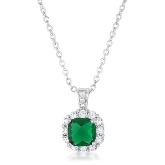Liz 2.6ct Emerald Cubic Zirconia Rhodium Necklace