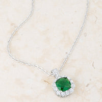 Liz 2.6ct Emerald Cubic Zirconia Rhodium Necklace