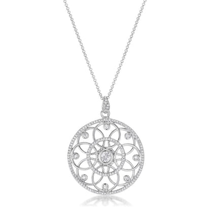 1.4 Ct Rhodium Interlocking Circles Pendant Necklace