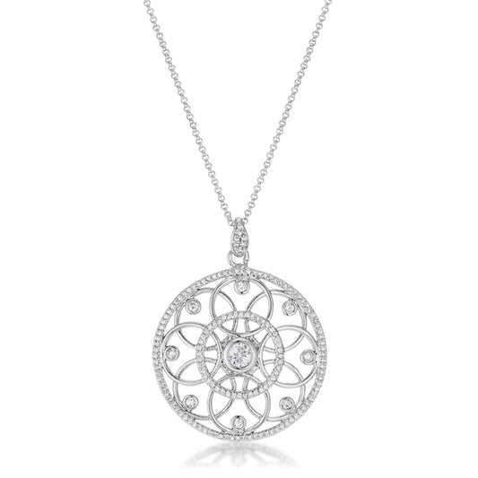 1.4 Ct Rhodium Interlocking Circles Pendant Necklace