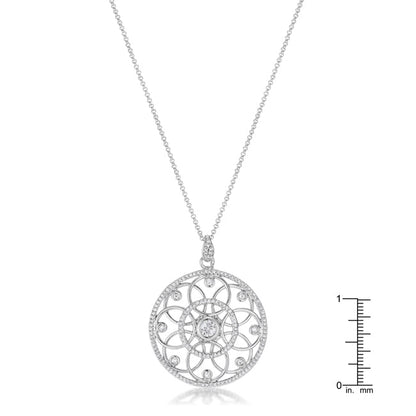 1.4 Ct Rhodium Interlocking Circles Pendant Necklace