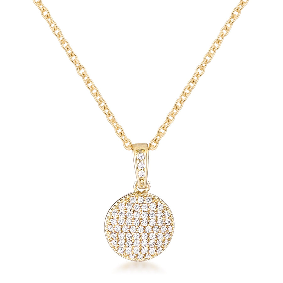 Gold Plated Crystal Disk Pendant Necklace