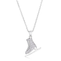 Delicate 0.4 Ct Rhodium Plated Ice Skate Pendant