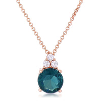 Rose Gold Blue Green Crystal Pendant, 9mm