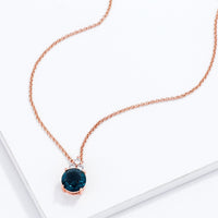 Blue Green 9mm Crystal Pendant in Rose Goldtone