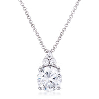 Simple Rhodium Plated 9mm Clear Crystal Pendant