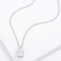 Simple Rhodium Plated 9mm Clear Crystal Pendant