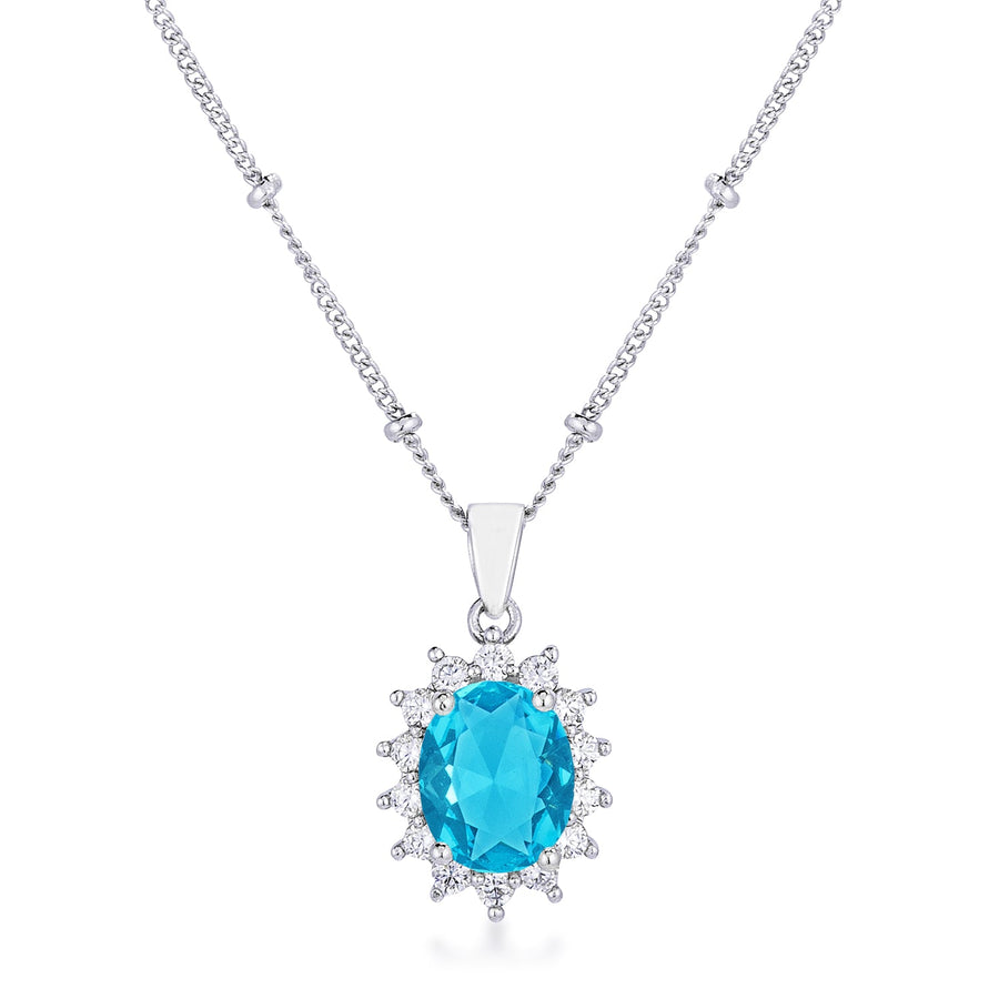 Aqua Blue Petite Royal Oval Pendant