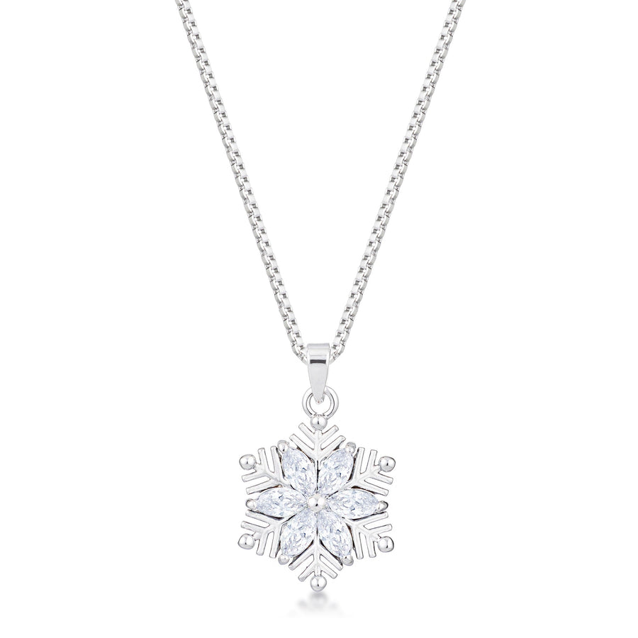 2.04 Ct Rhodium Marquise Snowflake Pendant