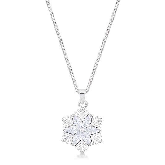 Rhodium Marquise Snowflake Pendant