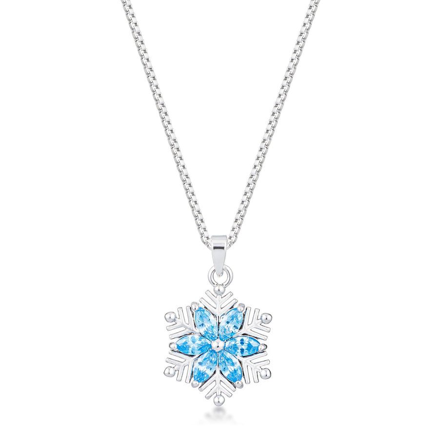 Aqua Blue Marquise Snowflake Pendant