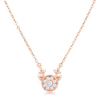 Reversible Rose Goldtone Reindeer Pendant with Sapphire Blue Crystal