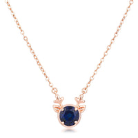 Reversible Rose Gold Reindeer Pendant with Sapphire Blue Crystal