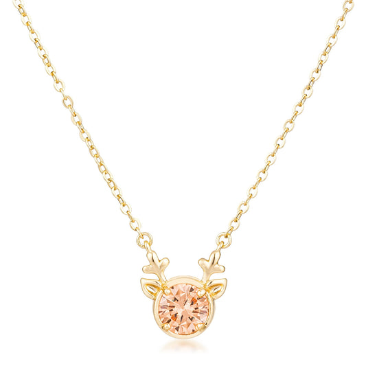 Reversible Gold-Plated Reindeer Pendant