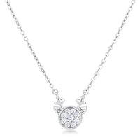 Rhodium Reversible Champagne and Peach Crystal Reindeer Pendant